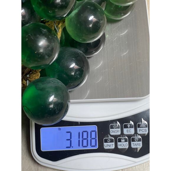 Vintage MCM Large Green Lucite Grapes Driftwood Cluster 14" - Picture 5 of 9